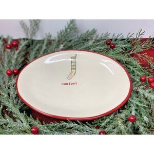 Rae Dunn Christmas Stocking Plate Christmas Stocking 8 Inch Ceramic Red White